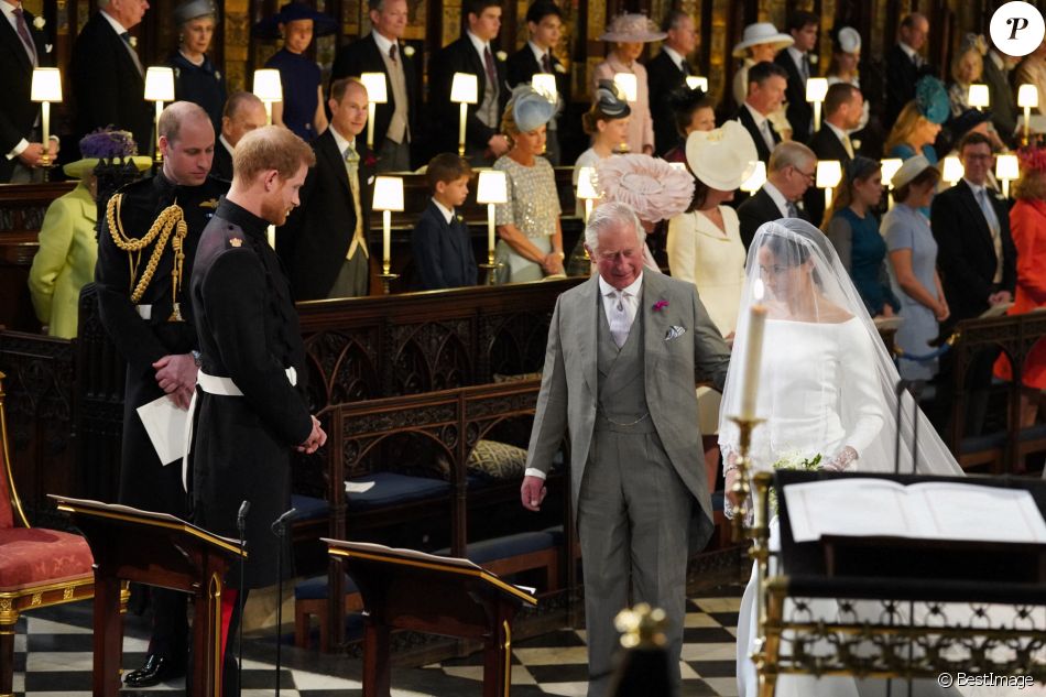 Le prince Charles, prince de Galles et Meghan Markle, duchesse de Sussex - Cérémonie de mariage du prince Harry et de Meghan Markle en la chapelle Saint-George au château de Windsor, Royaume Uni, le 19 mai 2018.