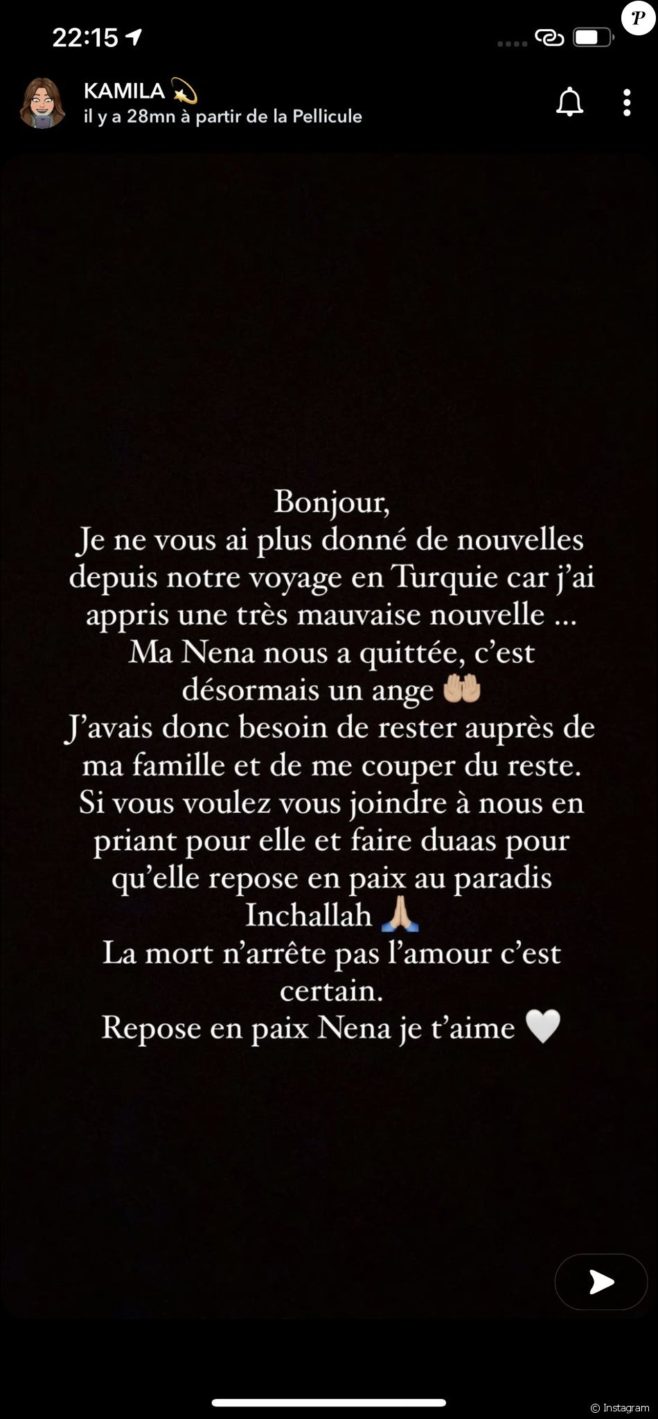 Kamila En Deuil La Mort N Arrete Pas L Amour Message Bouleversant Apres Le Deces D Un Proche Le Diaporama Purepeople