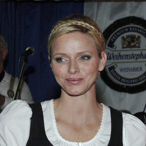 Le prince Albert et La princesse Charlene de Monaco a la 7eme edition 'Oktoberfest' au cafe de Paris a Monaco le 14 Octobre 2012.