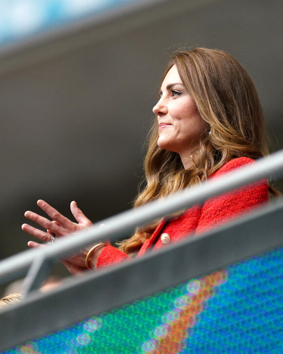 La Duchesse de Cambridge dans les tribunes du Wembley Stadium, le 29 juin 2021. 