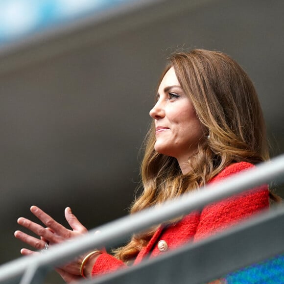 La Duchesse de Cambridge dans les tribunes du Wembley Stadium, le 29 juin 2021. 