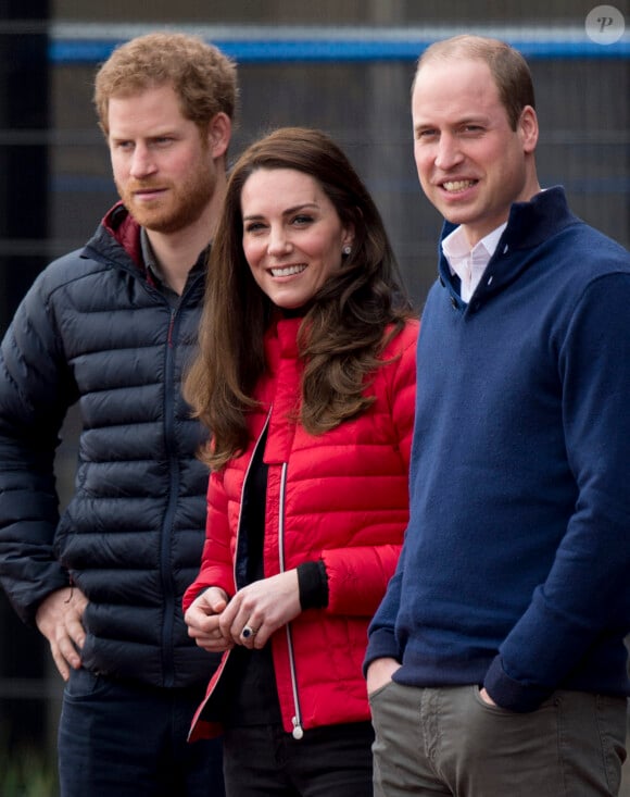 Le prince Harry, Catherine Kate Middleton, duchesse de Cambridge et le prince William, duc de Cambridge participent au "2017 Money London Marathon Training Day" au parc olympique Reine Elizabeth à Londres le 5 février 2017