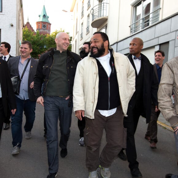 Exclusif - Dieudonné à Braine-l'Alleud, lors du "congrès de la dissidence" organisé par le mouvement d'extrême droite de Laurent Louis "Debout les Belges!" qui a été interdit par le bourgmestre (maire) de la commune d'Anderlecht, en accord avec la ministre de l'Intérieur Joëlle Milquet, en 2014.