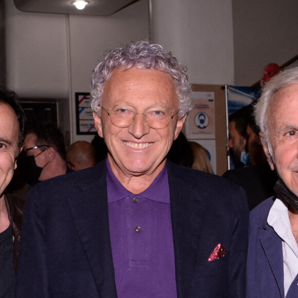 Exclusif - Thierry Beccaro, Nelson Monfort, Patrice Laffont lors de la première du spectacle Lost in Buenos Aires à l'Européen à Paris le 28 juin 2021. © Rachid Bellak / Bestimage