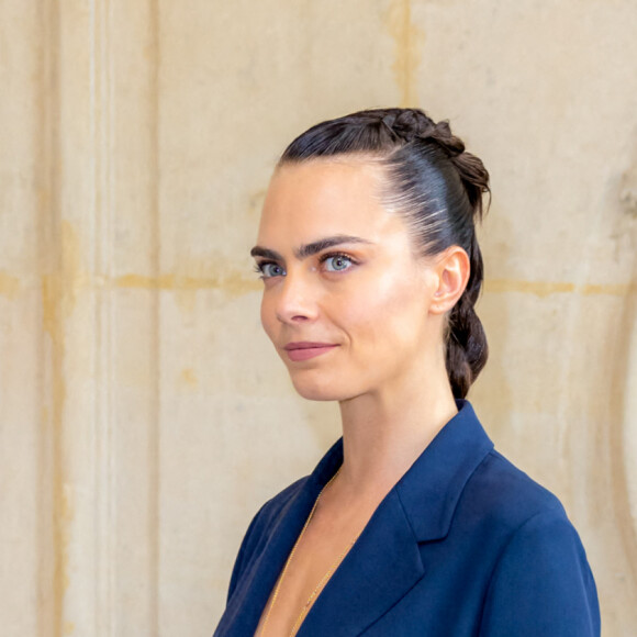 Cara Delevingne assiste au défilé Christian Dior (collection Haute Couture automne-hiver 2021-2022) au Musée Rodin. Paris, le 5 juillet 2021. ©Olivier Borde / BestImage