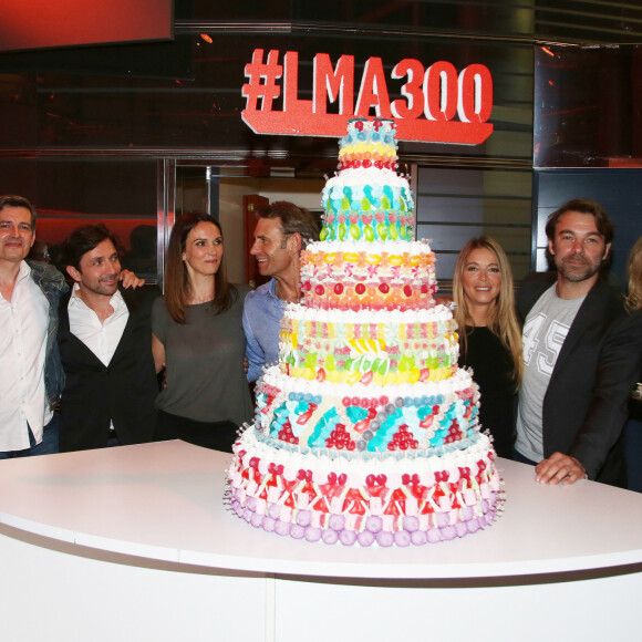 Philippe Vasseur, Sébastien Roch, Cathy Andrieu, Tom Schacht, Hélène Rollès, Patrick Puydebat, Laure Guibert - Avant-première du 300e épisode de la série "Les Mystères de l'Amour" au siège de TF1. Le 14 avril 2016. © Denis Guignebourg/Bestimage