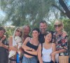 Laeticia Hallyday, sa mère Françoise Thibaut et son beau-père Pierre, sa demi-soeur Margaux et son petit-ami, sa fille Joy, avec Jalil Lespert et sa fille Gena, en vacances dans le sud de la France, à Palavas-les-Flots, le 7 juillet 2021 sur Instagram.