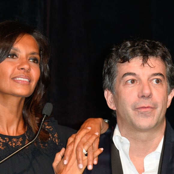 Karine Le Marchand et Stéphane Plaza - Dîner de gala de la première édition des prix "les Stéthos d'Or" en faveur de la Fondation pour la recherche en physiologie dont le docteur Frédéric Saldmann est le directeur scientifique à l'hôtel George V à Paris le 13 mars 2017. © Coadic Guirec/Bestimage 