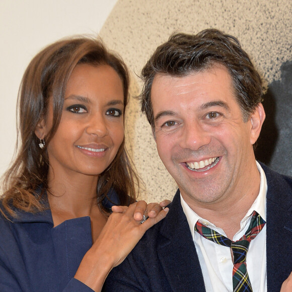 Exclusif - Karine Le Marchand et Stéphane Plaza, très complices à la soirée de vernissage de la FIAC 2014 organisée par ORANGE au Grand Palais à Paris, le 22 octobre 2014.