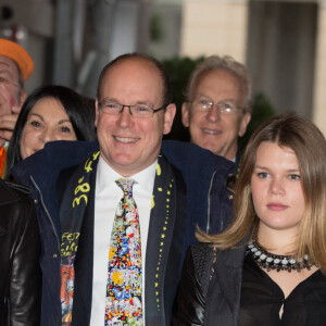 Stephane Bern, Pauline Ducruet, SAS le Prince Albert II de Monaco, Camille Gottlieb, SAS la Princesse Stephanie de Monaco, Robert Hossein et sa femme Candice Patou - Quatrieme journee du 38eme festival international du cirque de Monte Carlo a Monaco le 19 Janvier 2014.