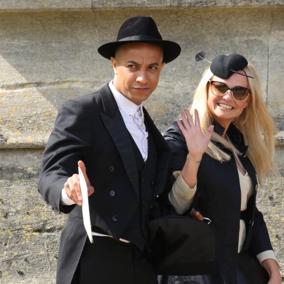 Emma Bunton et son mari Jade Jones - Mariage de Geri Halliwell et Christian Horner en l'église de Woburn le 15 mai 2015