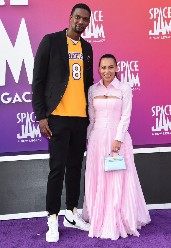 Chris Bosch et sa femme Adrienne Williams Bosh à la World Premiere de Space Jam: A New Legacy à Los Angeles, le 12 juillet 2021