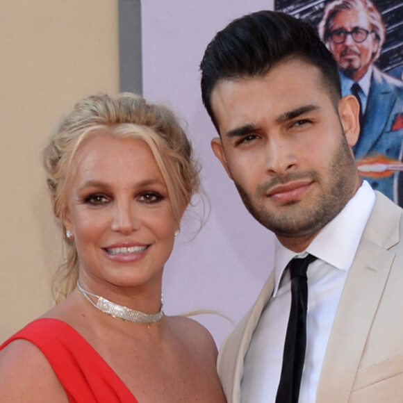 Britney Spears et son compagnon Sam Asghari - Première de "Once Upon a Time in Hollywood" à Los Angeles, le 22 juillet 2019.