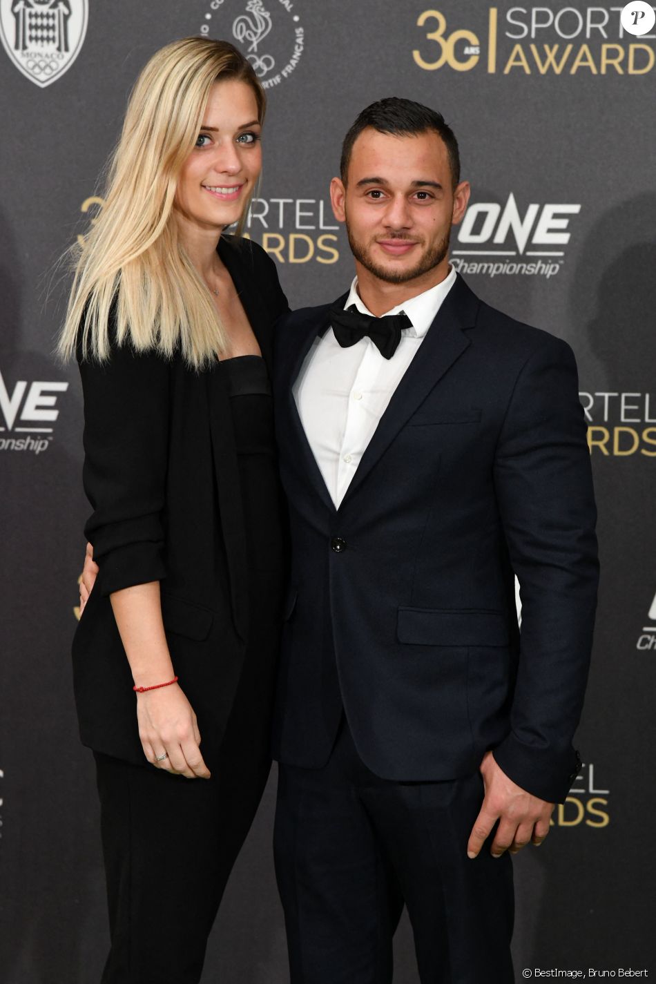 Samir Ait Said et sa compagne Sandy - Soirée des Sportel Awards au Grimaldi Forum à Monaco. © Bruno Bebert/Bestimage