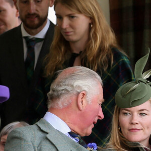 La reine Elisabeth II d'Angleterre, le prince Charles, Autumn Phillips et son mari Peter Phillips lors du "Braemar Highland Gathering" en Ecosse. Le 7 septembre 2019 