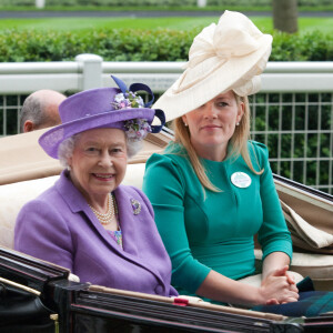 La reine Elisabeth II d'Angleterre, Autumn et Peter Phillips - La famille royale d'Angleterre au "Royal Ascot" 2013 dans le comte du Berkshire, le 20 Juin 2013. 