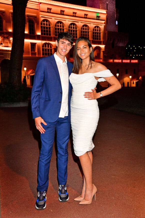 Exclusif - Vaimalama Chaves (Miss France 2019), et son compagnon, Nicolas Fleury - Le Grand Dîner s'est installé à Monaco pendant le 78ème Grand Prix de Formule 1 au Castel Roc, l'établissement situé en face du palais princier, le 22 mai 2021.