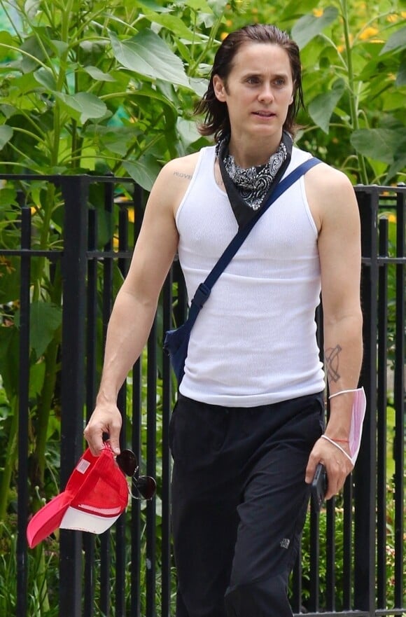 Exclusif - Jared Leto à la sortie de son cours de gym dans le quartier de Manhattan à New York.