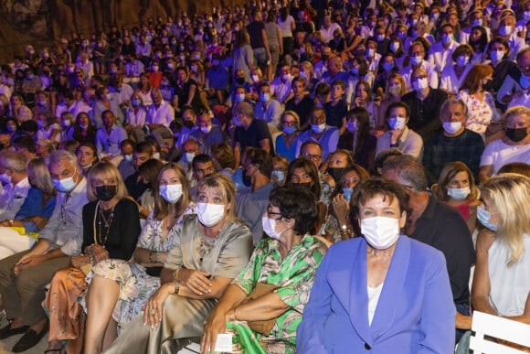 Exclusif - Roselyne Bachelot (ministre de la Culture) - People assistent au spectacle de Gad Elmaleh le premier jour de l'ouverture du Festival de Ramatuelle le 31 juillet 2021. La soirée s'est ensuite terminée par un dîner dans un restaurant de la plage Tahiti. © Cyril Bruneau/Festival de Ramatuelle/Bestimage 