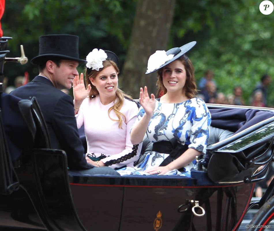 La princesse Beatrice d&#039;York, la princesse Eugenie d&#039;York et son mari Jack Brooksbank - La parade Trooping the Colour 2019, célébrant le 93ème anniversaire de la reine Elisabeth II, au palais de Buckingham, Londres, le 8 juin 2019.