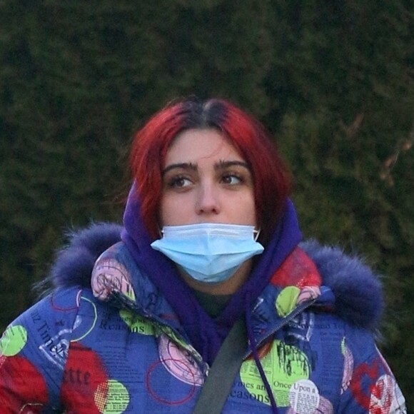 Lourdes Leon, cheveux rouges, fait un trajet en métro avec un ami à New York le 20 janvier 2021.