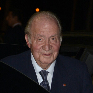 Le roi Juan Carlos d'Espagne à son arrivée aux obsèques de l'homme d'affaires mexicain Placido Arango à Madrid. Le 17 février 2020.