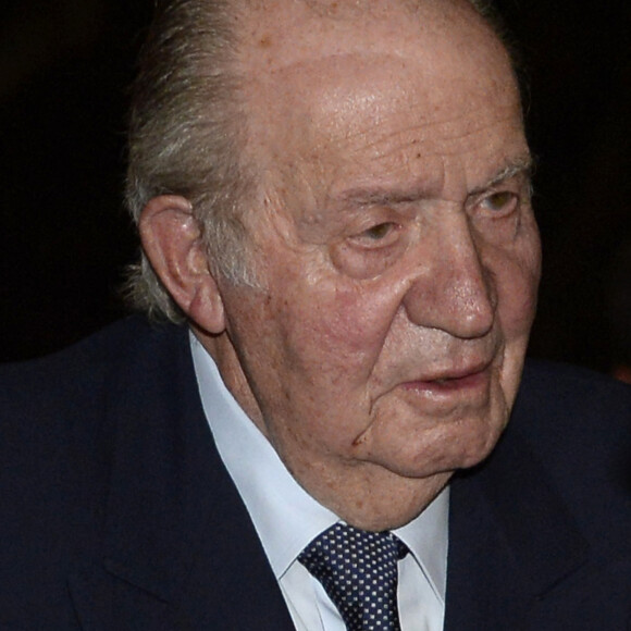 Le roi Juan Carlos d'Espagne à son arrivée aux obsèques de l'homme d'affaires mexicain Placido Arango à Madrid. Le 17 février 2020.