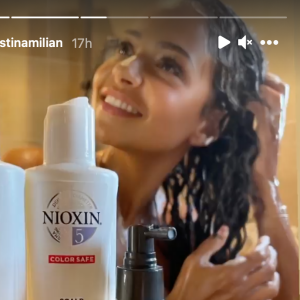 Christina Milian révèle qu'elle a souffert de perte de cheveux après la naissance de son deuxième enfant (et premier fils né de sa relation avec M. Pokora), Isaiah. Story Instagram du 11 août 2021.