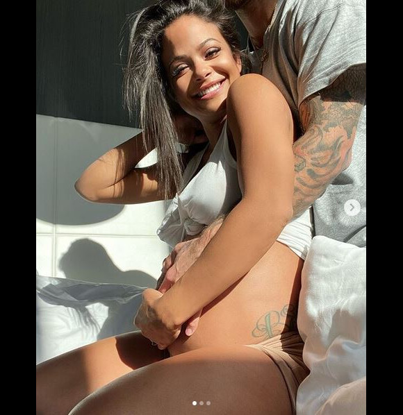 Christina Milian, enceinte et son compagnon M. Pokora. Novembre 2019.