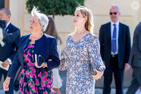 Lina Hellqvist, la soeur de la princesse Sofia - La famille royale suédoise au baptême du prince Julian, duc de Halland, au château de Drottningholm sur l'île de Lovön. Ekero. Le 14 août 2021.