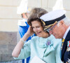 Le roi Carl Gustav de Suède et la reine Silvia de Suède - La famille royale suédoise au baptême du prince Julian, duc de Halland, au château de Drottningholm sur l'île de Lovön. Ekero. Le 14 août 2021.