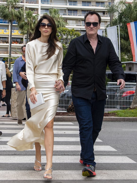 Quentin Tarantino et sa femme Daniella Pick arrivent à la cérémonie des Palm Dog lors du 72e Festival International du film de Cannes, le 24 mai 2019.