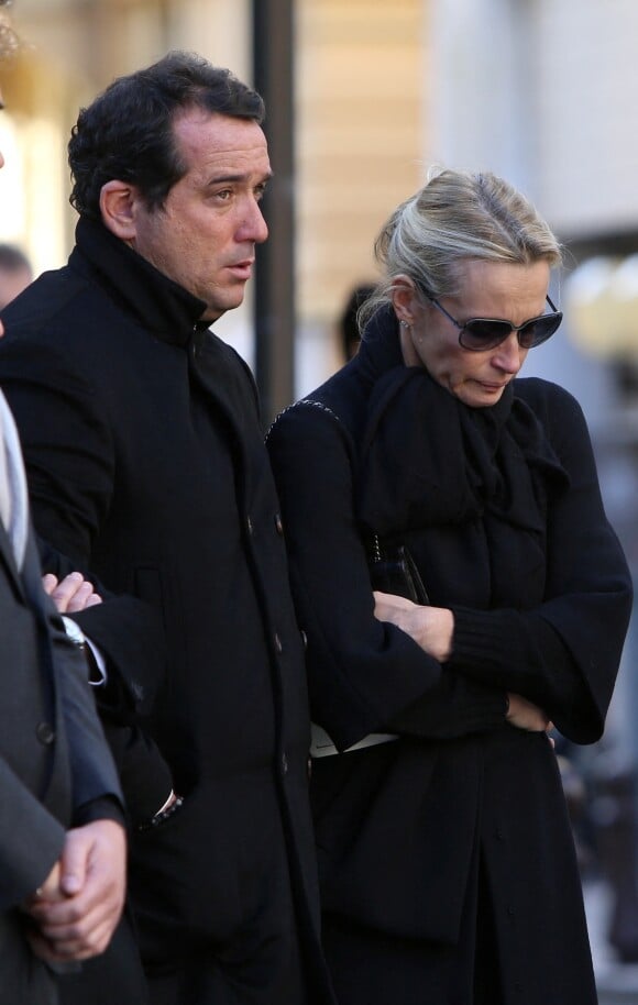 Estelle Lefébure et son ex-compagnon Pascal Ramette aux obsèques de Michel Pastor en l'église Saint-Charles à Monaco. Le 6 février 2014.