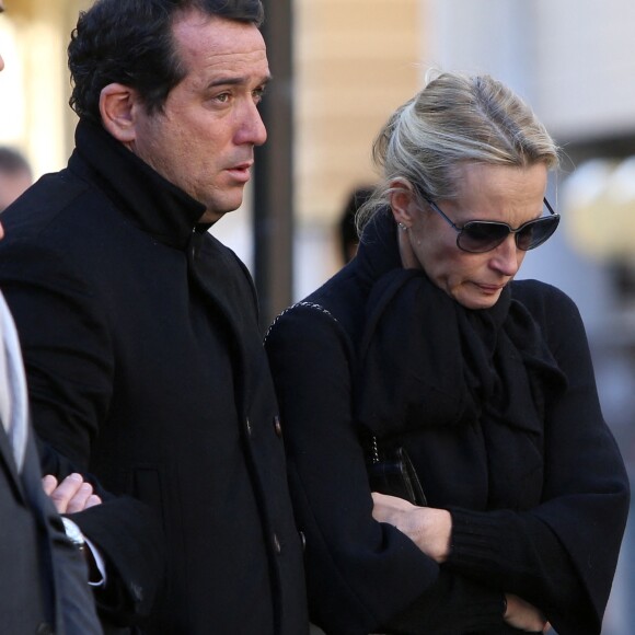 Estelle Lefébure et son ex-compagnon Pascal Ramette aux obsèques de Michel Pastor en l'église Saint-Charles à Monaco. Le 6 février 2014.