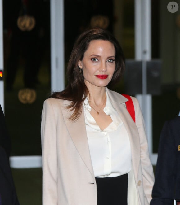 Envoyée spéciale du Haut-Commissariat pour les réfugiés de l'ONU, Angelina Jolie a pris le contre-pied du discours de Donald Trump à New York, le 29 mars 2019 