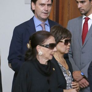 Isabel Preysler, sa soeur Ana Boyer et sa mère Beatriz Arrastia Reinares - Obsèques de l'ancien ministre de l'économie espagnol Miguel Boyer, le mari d'Isabel Preysler, à Madrid. Le 29 septembre 2014