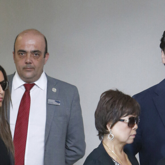 Isabel Preysler, Ana Boyer et Beatriz Arrastia Reinares - Obsèques de l'ancien ministre de l'économie espagnol Miguel Boyer, le mari d'Isabel Preysler, à Madrid. Le 29 septembre 2014