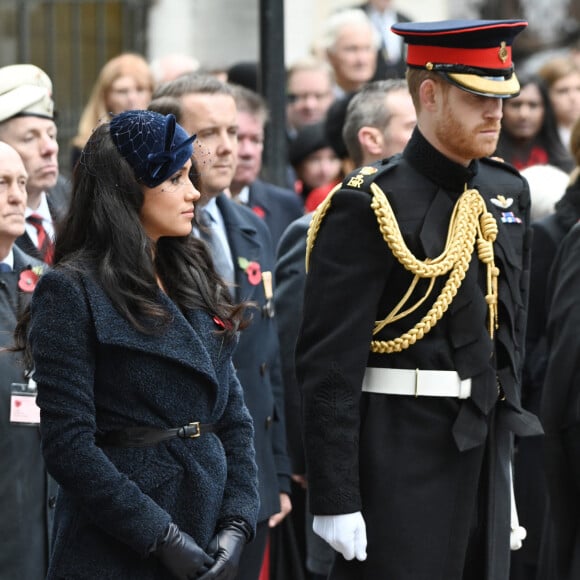 Le prince Harry, duc de Sussex, et Meghan Markle, duchesse de Sussex, assistent au 'Remembrance Day', une cérémonie d'hommage à tous ceux qui sont battus pour la Grande-Bretagne, à Westminster Abbey. © Ray Tang via Zuma Press/Bestimage