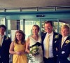 Tessy Antony De Nassau le jour de son mariage avec Frank Floessel, entourée de ses fils les princes Gabriel et Noah, et de Julia, sa belle-fille. Sur Instagram, juillet 2021.