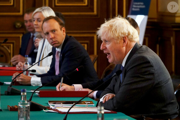 Le Premier ministre britannique Boris Johnson en réunion au bureau des Affaires étrangères et du Commonwealth à Londres, le 15 septembre 2020.