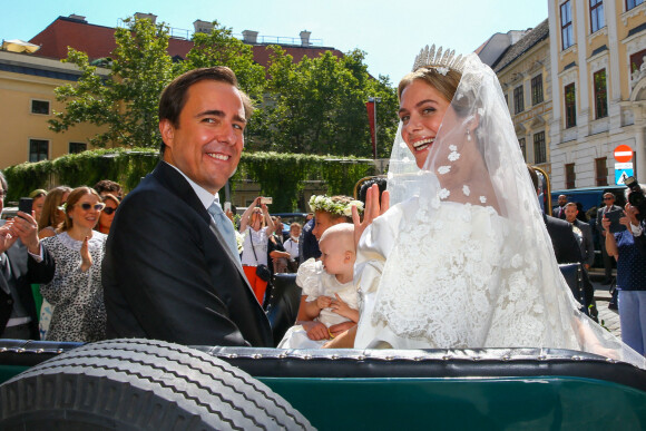 Mariage religieux de la princesse Maria Anunciata de Liechtenstein avec son fiancé Emanuele Musini à l'église Schottenkirche de Vienne, en Autriche, le 4 septembre 2021.