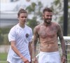 David Beckham, Romeo James Beckham - Le clan Beckham va jouer au football à Miami. L'équipe de D.Beckham , l'Inter Miami devait jouer son premier match ce week-end, mais tout est annulé à cause de l'épidémie de coronavirus Covid.