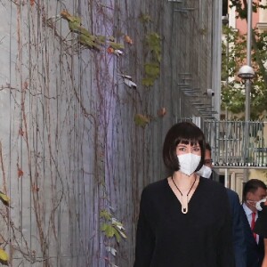 La reine Letizia d'Espagne arrive à la cérémonie des Retina Eco Awards, à la fondation Giner de los Rios. Madrid, le 6 septembre 2021.