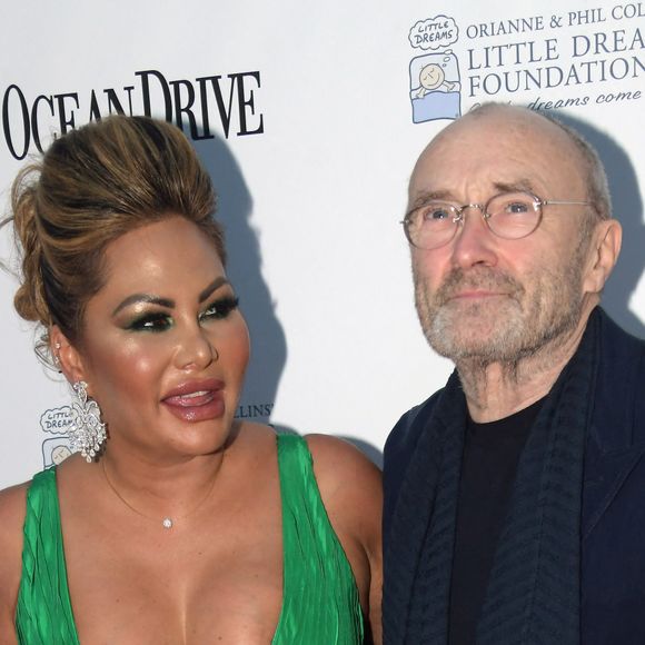 Phil Collins et sa femme Orianne au photocall du 4ème gala de la fondation Little Dreams à Miami le 15 novembre 2018.