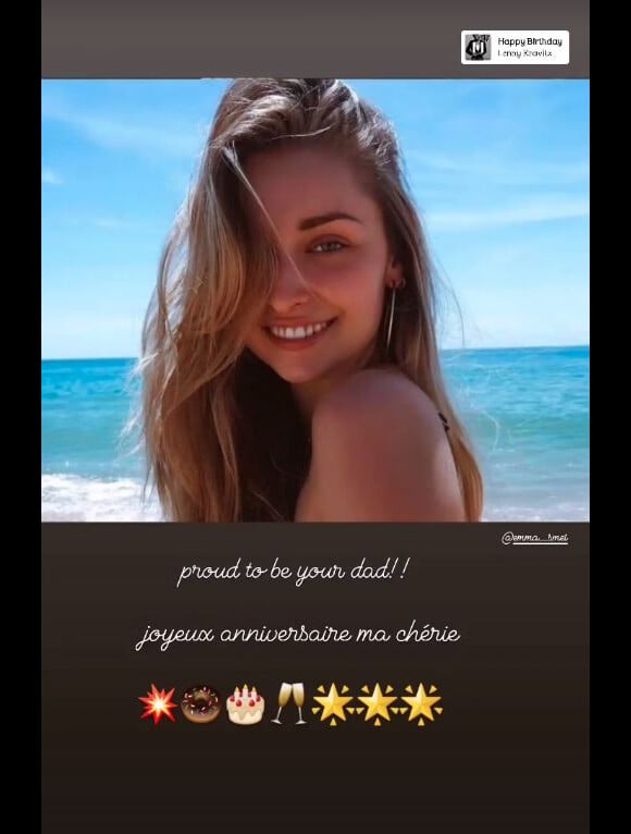 David Hallyday a souhaité un joyeux anniversaire à sa fille Emma Smet (24 ans). Story Instagram du 13 septembre 2021.