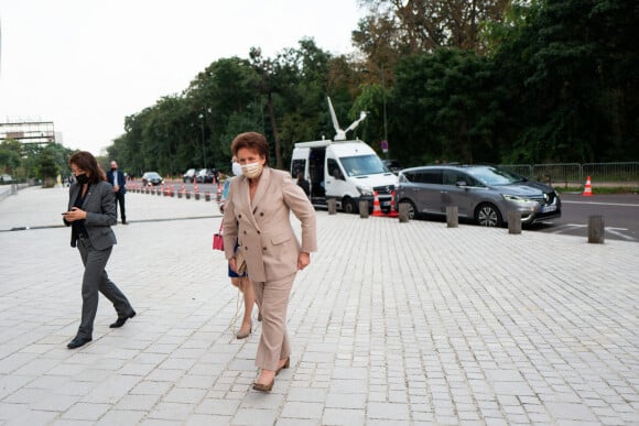 Roselyne Bachelot, ministre de la Culture lors de l'inauguration de l'exposition "La collection Morozov, icônes de l'art moderne" à la Fondation Louis Vuitton à Paris le 21 septembre 2021. © Romain Gaillard / Pool / Bestimage 