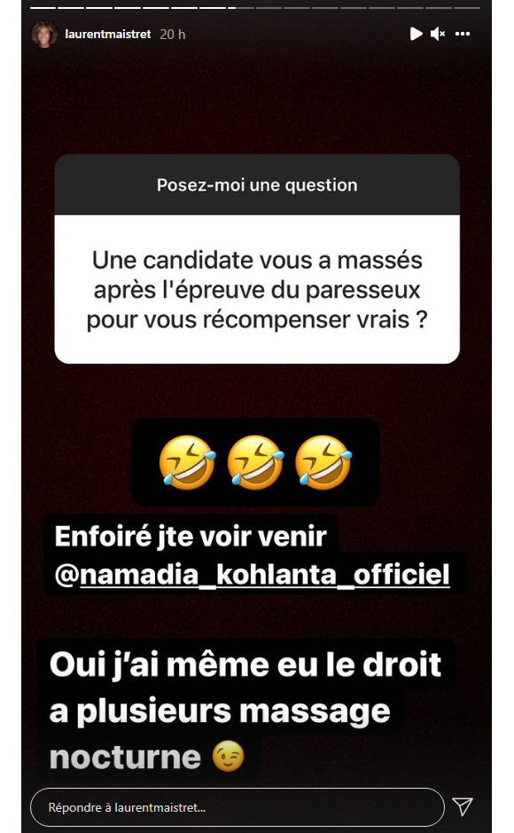 Massages et drague dans "Koh-Lanta, La Légende", Laurent Maistret confirme.