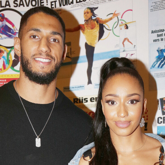 Tony Yoka et sa femme Estelle Mossely lors de la cérémonie des porte-drapeaux Olympique et paralympique pour les JO de Tokyo à la Maison du sport français à Paris, France, le 5 juillet 2021. © Panoramic/Bestimage 