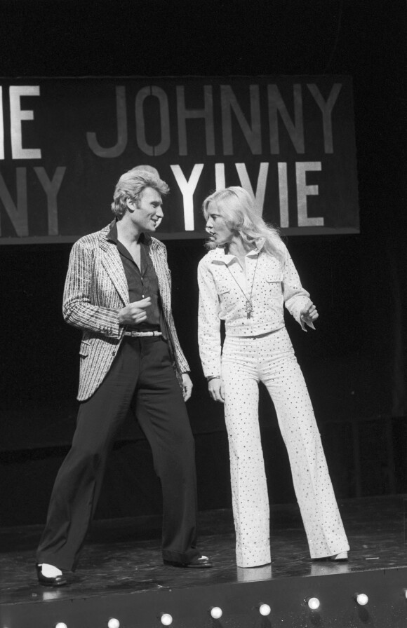 En France, à Paris, sur le plateau de l'émission "Show Sylvie Vartan", Johnny Hallyday. Le 15 janvier 1975 © Bernard Leguay via Bestimage