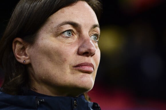 Corinne Diacre - entraineur (France) lors du match de football à huis clos du Tournoi de France opposant la France au Pays-Bas au stade Hainaut à Valenciennes, France, le 10 mars 2020. Le match s'est terminé par un match nul 3-3. La france remporte le tournoi. © Jean-Baptiste Autissier/Panoramic/Bestimage